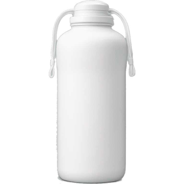 white water bottle with white lid, white handle strap emoji