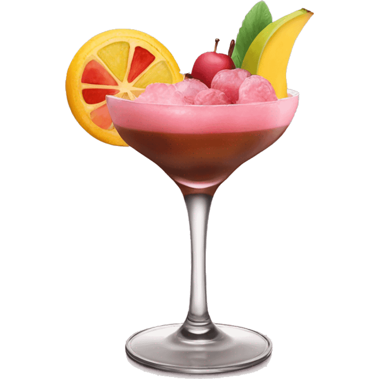 pink and brown cocktail with fruits on top emoji