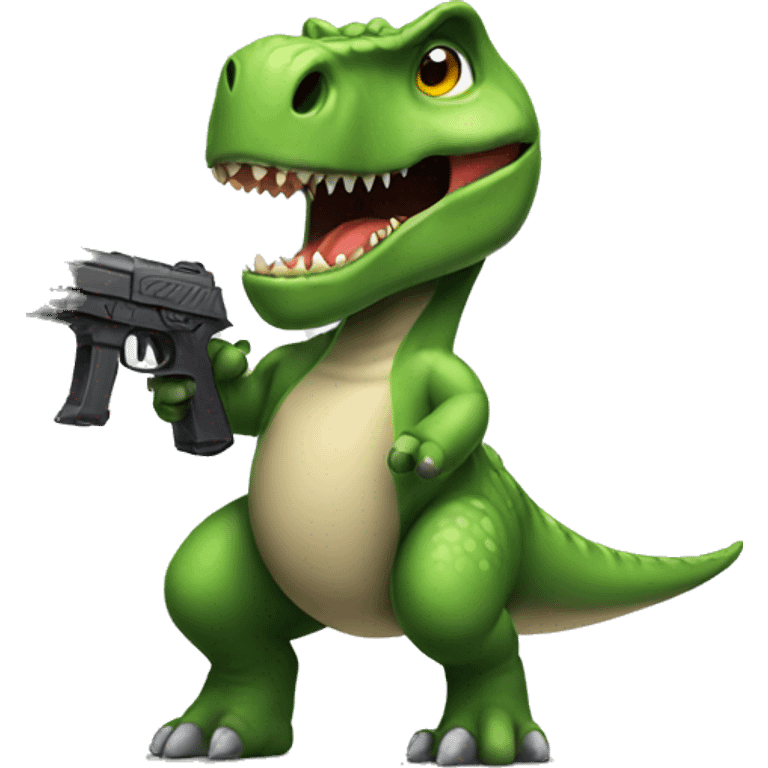 Dino holding a gun emoji