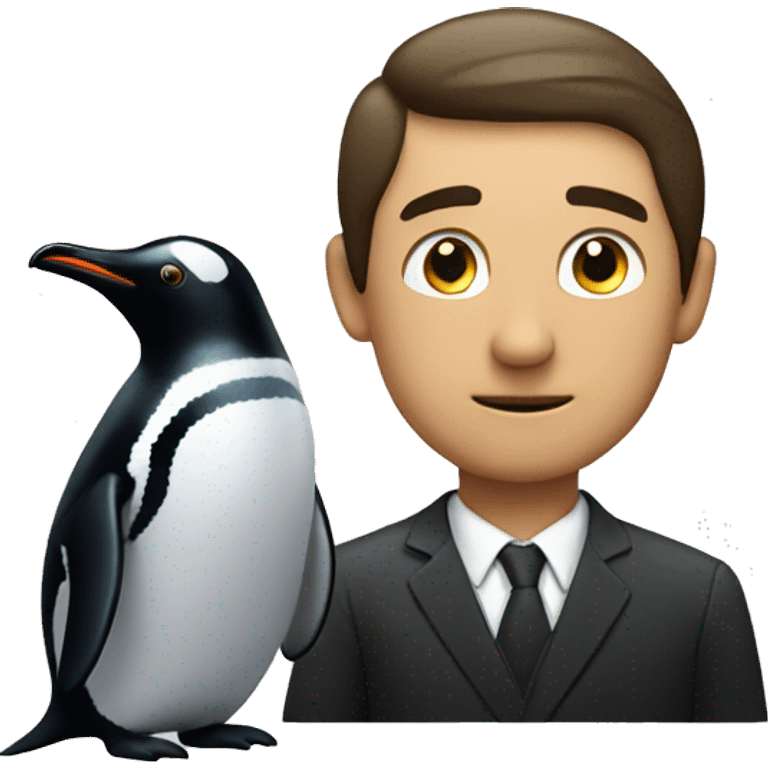 Man watching at a penguin  emoji