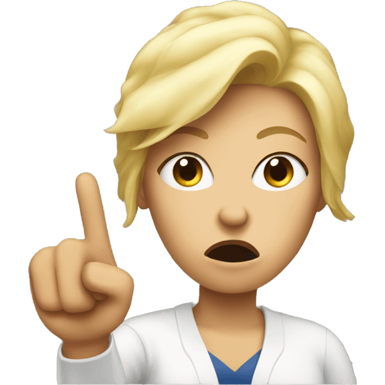 blonde mother raising finger angry emoji