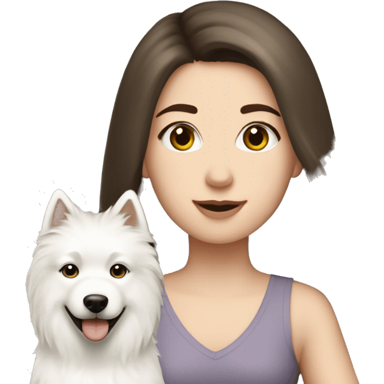 Brunette pale girl  and two Samoyeds emoji