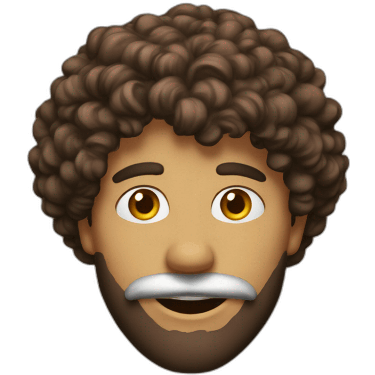 Homme, cheveux long bouclé couleur marron emoji