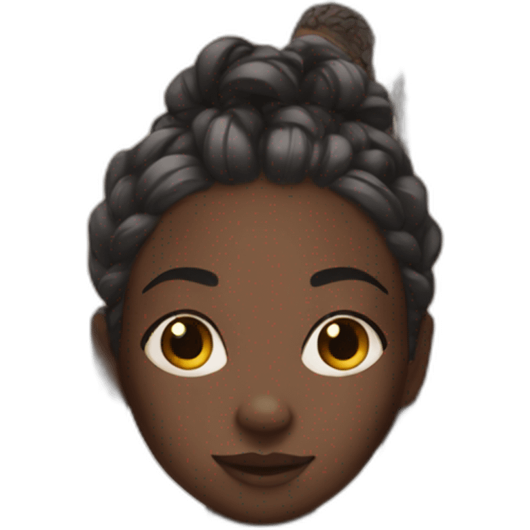 Dark skinned girl with lots of braids emoji