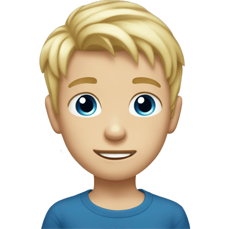 Kid blonde hair blue eyes boy shrt neck emoji