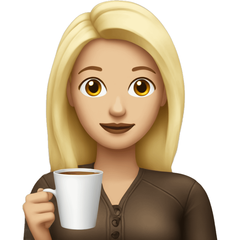 Blonde woman with coffee emoji