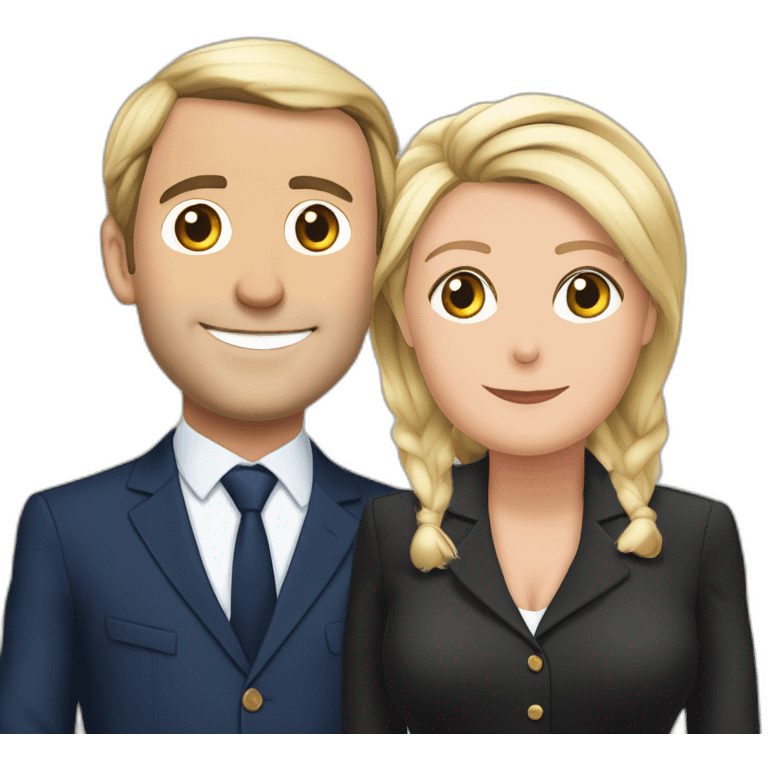 Macron et marine le pen s’embrasse emoji