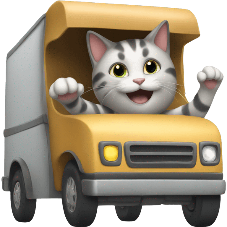 cat driving a moving van emoji