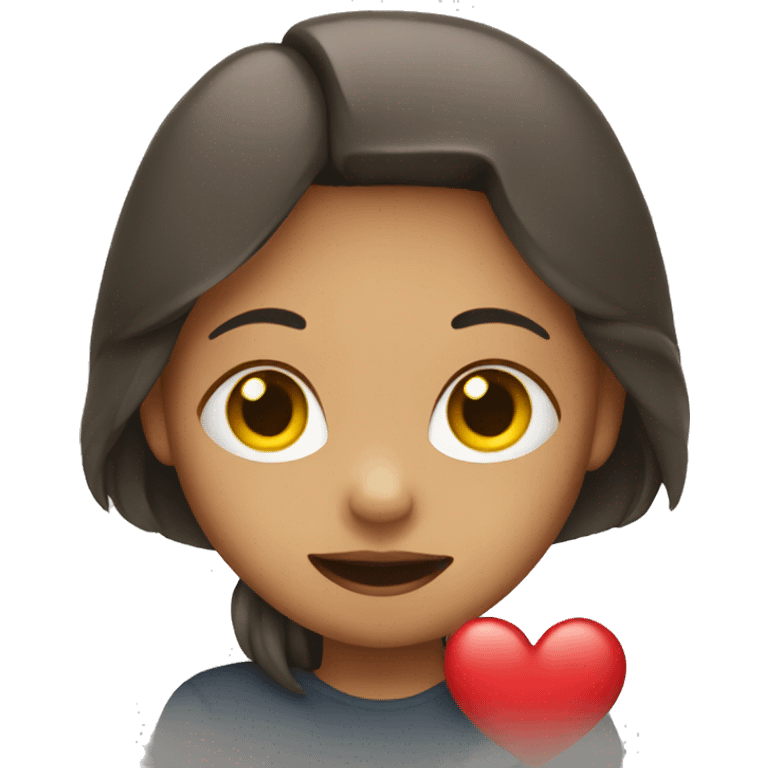 Girl holding a heart  emoji