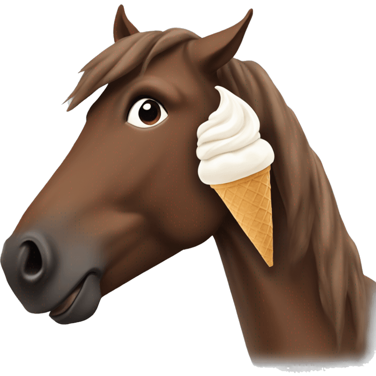 A horse eating chocolate ice cream emoji