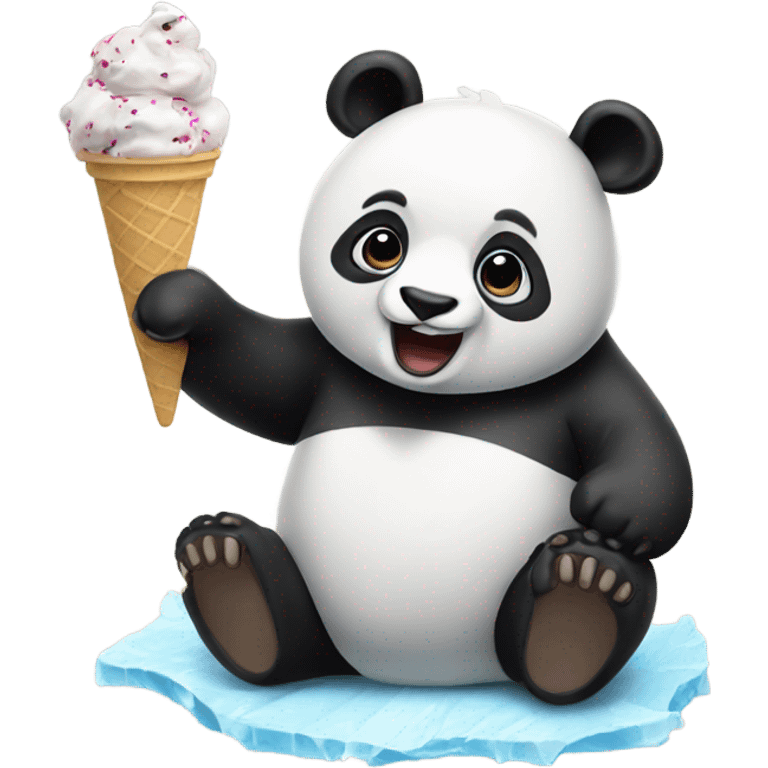 Panda eating ice cream emoji