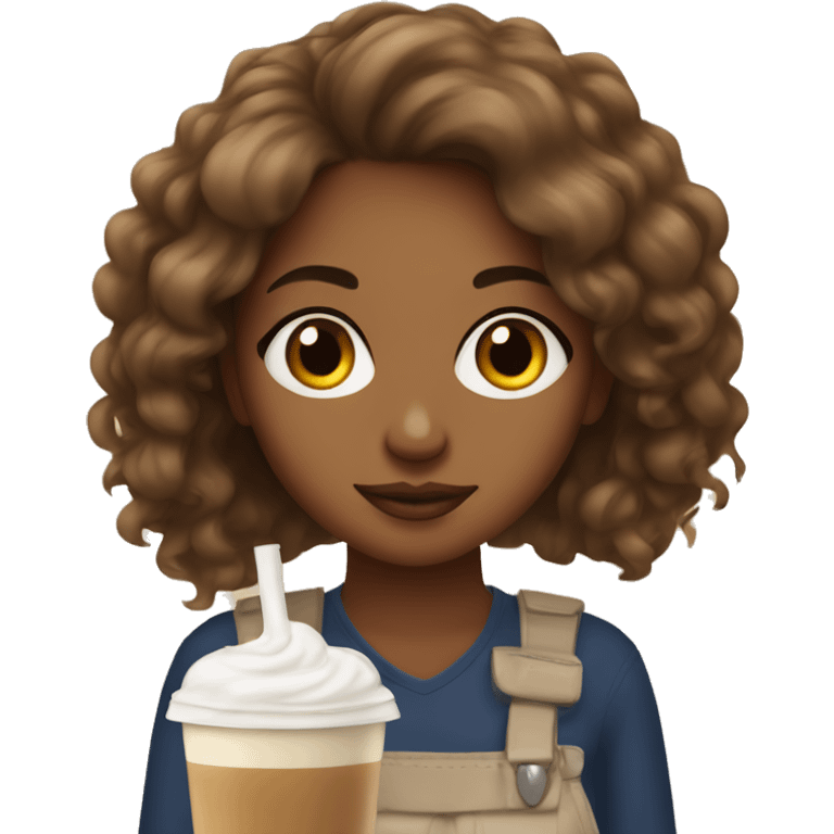 Brown Girl with frappe emoji