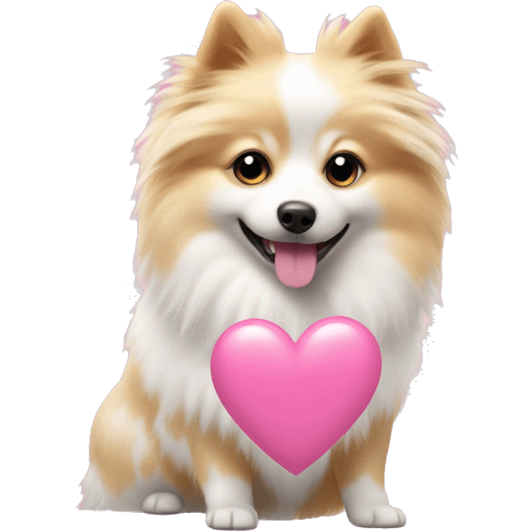 White and blonde spots spitz in a pink heart emoji