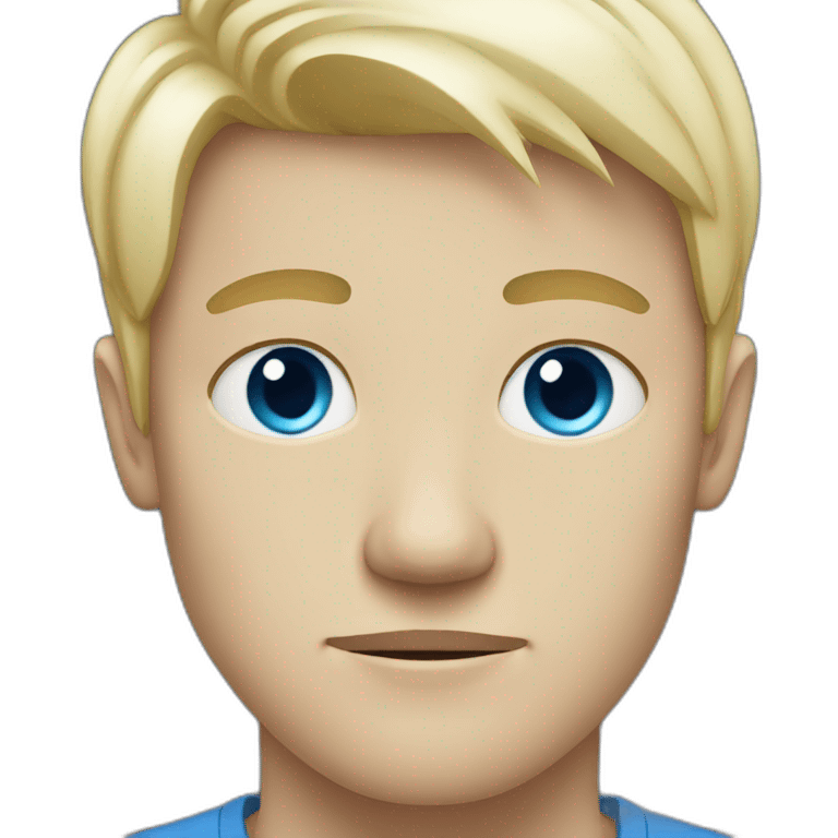 white blonde man with blue eyes is sad emoji