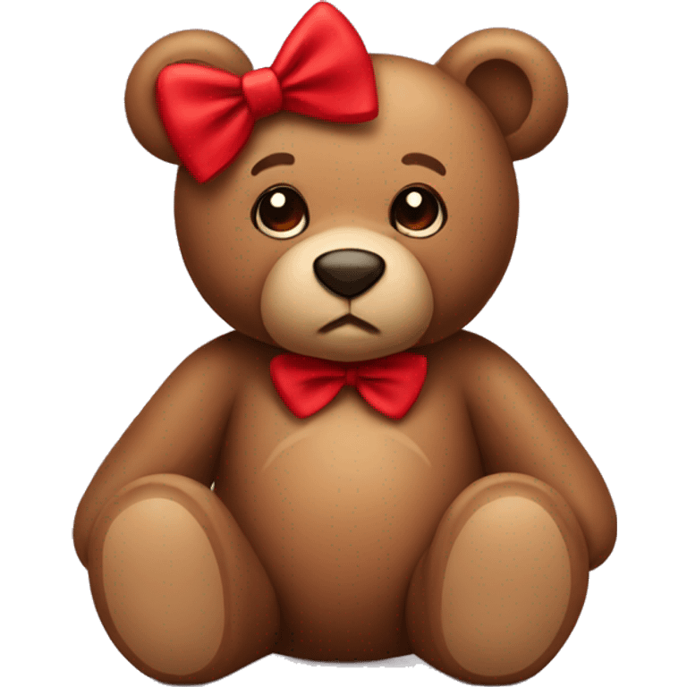 brown teddy bear with a red bow emoji