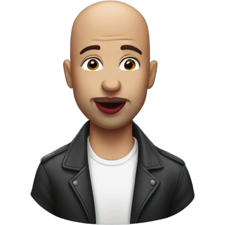 bald guy with lipstick kiss on his head emoji