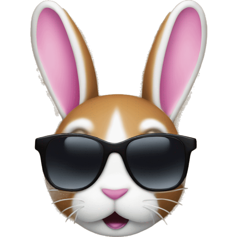 sunglasses rabbit lays on beach emoji