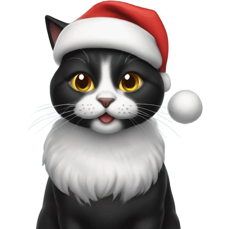 Black cat wearing a Santa hat emoji