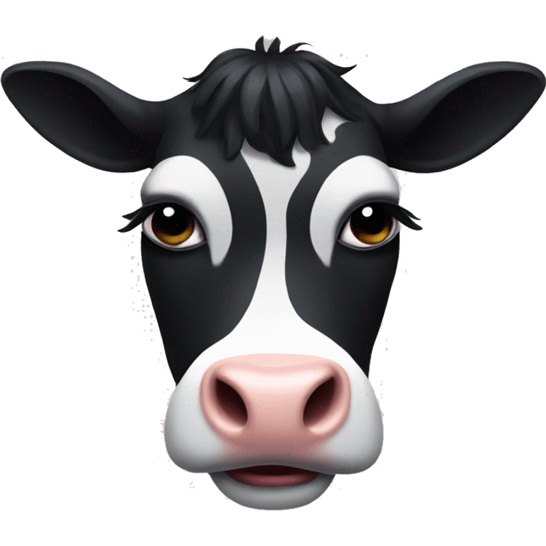 Goth cow with makeup emoji