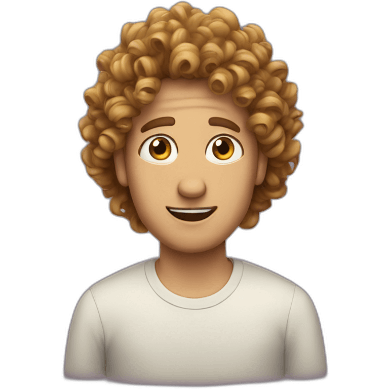 A curly heir guy talking in a podcast emoji