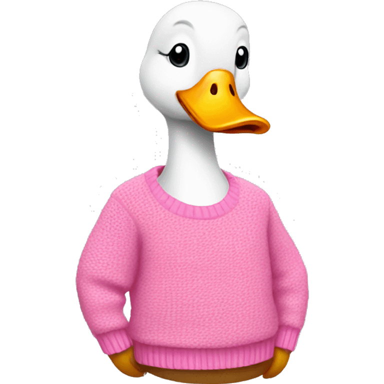 A duck wearing a pink sweater emoji