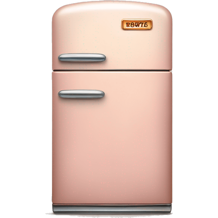 Realistic pastel pink and metallic copper vintage fridge.  emoji