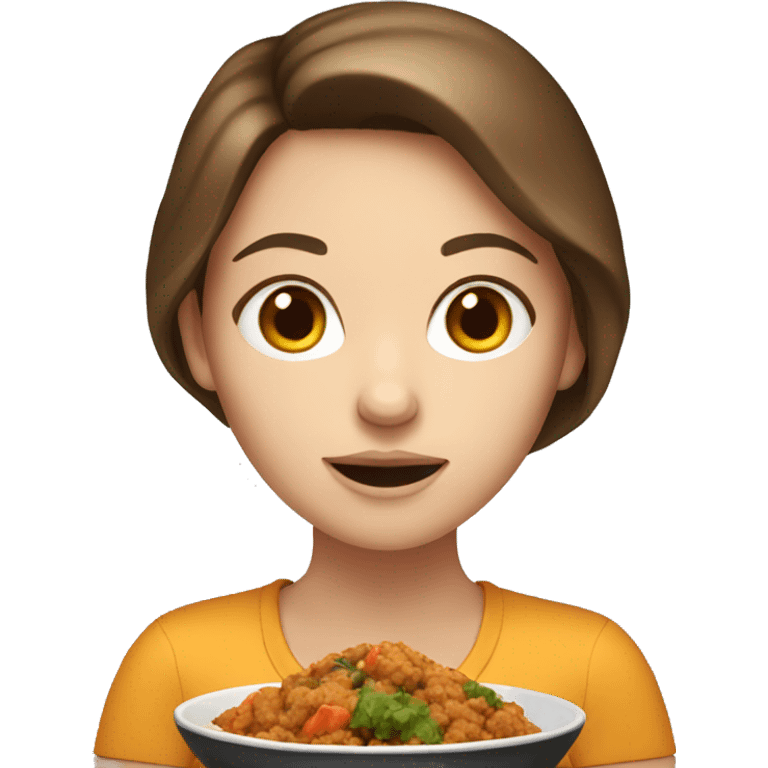 White Girl with brown hair  eating Indian food emoji