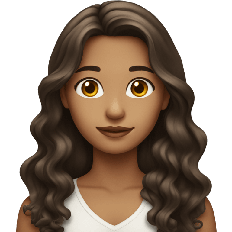 girl with long wavy dark brown hair with highlights  emoji