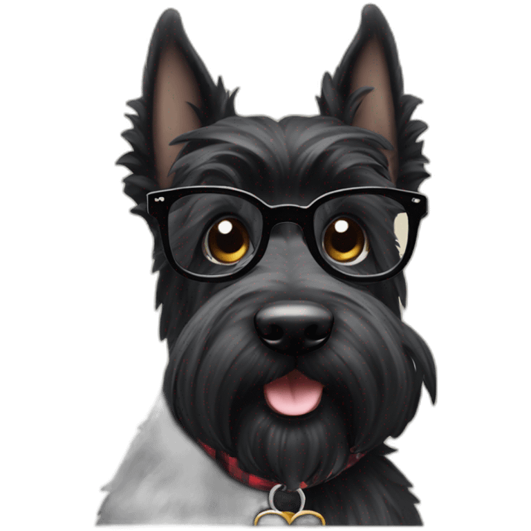 Senior black Scottish terrier with glasses black emoji