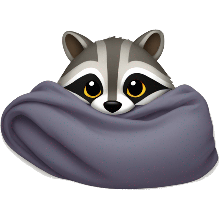 Raccoon under covers emoji