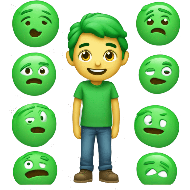 emojis carita feliz redonda de color verde y que este enamorado emoji