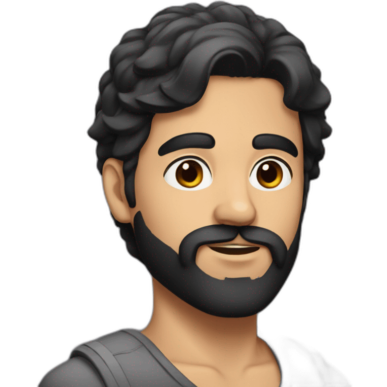 Persian man with black hair and beard emoji