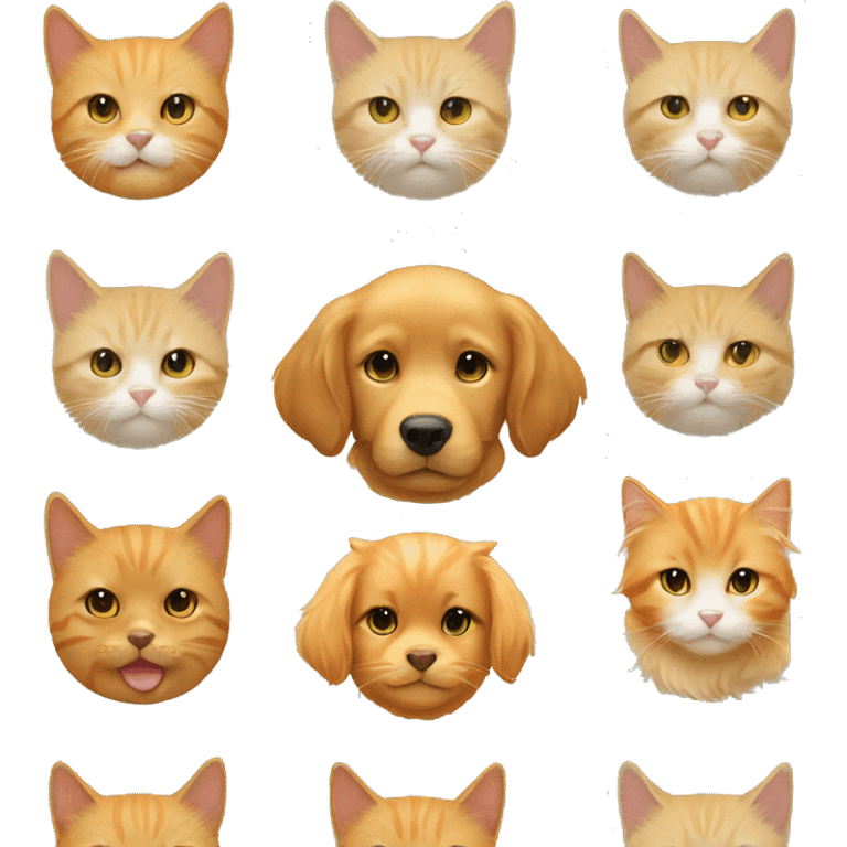 light golden retriever and fluffy orange cat  emoji