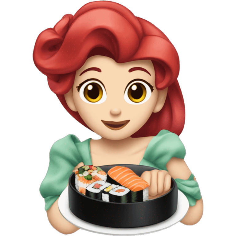 Princess Ariel eating sushi emoji