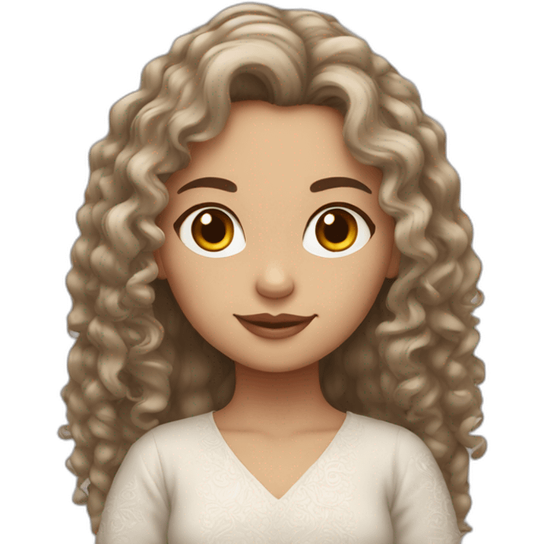 White skin color pakistani girl with curly long hair emoji