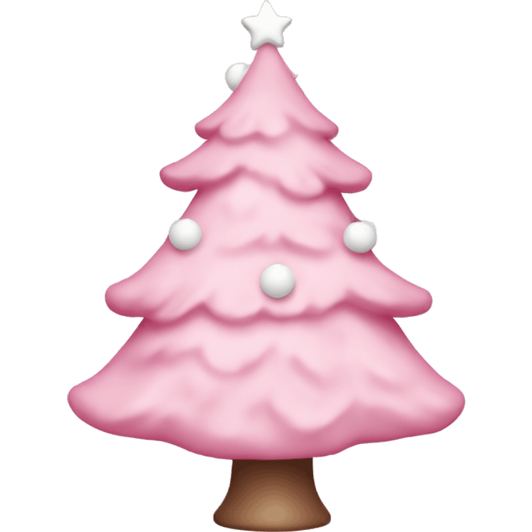 Pastel Pink Christmas tree with pink lights and white ornaments  emoji