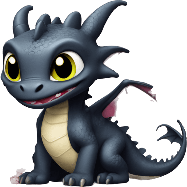 Toothless the Dragon with Cherry Blossoms emoji