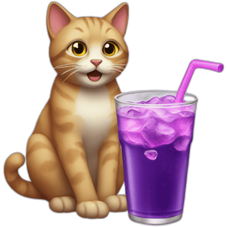 Cat siping purple soda emoji