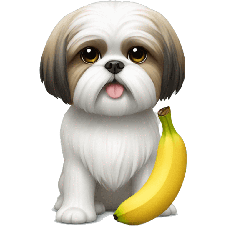 shih-tzu with a banana in hand emoji