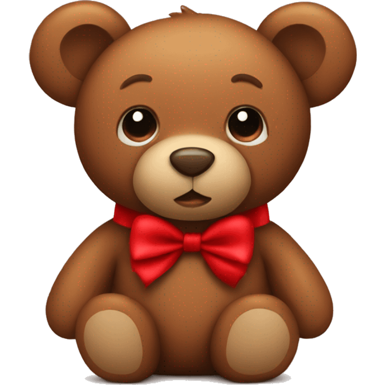 brown teddy bear with the red bow emoji