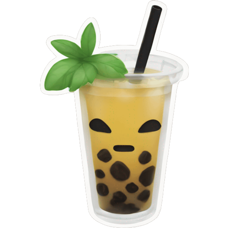 Boba with a black straw in it emoji