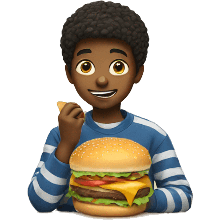 boy eating burger  emoji