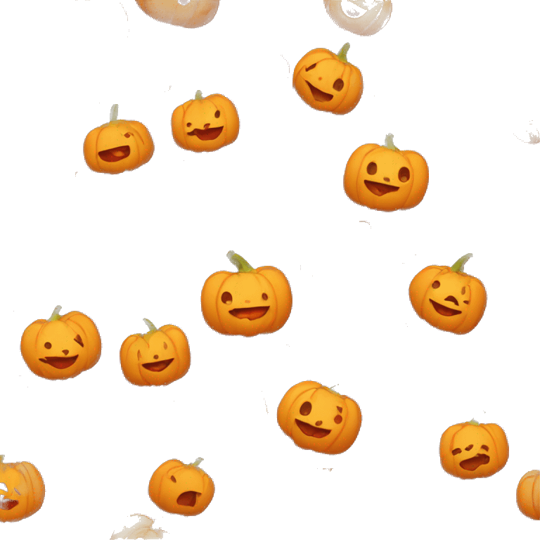 Happy pumpkin wearing a pretty sweater with autumn maple leaves falling around emoji