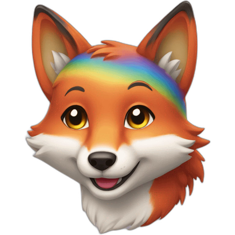 Rainbow fox smiling emoji