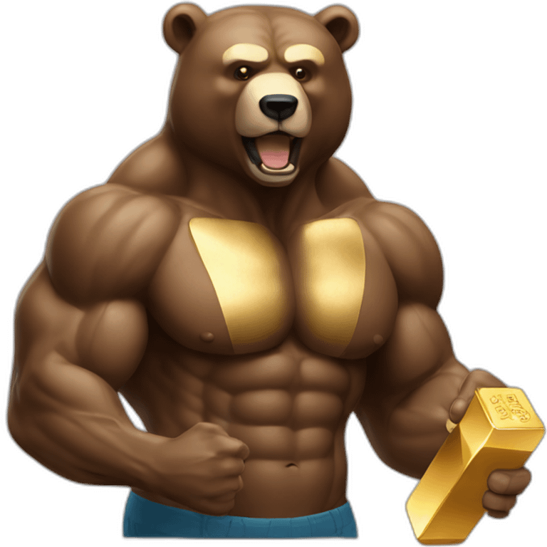 Muscle bear with gold bar emoji