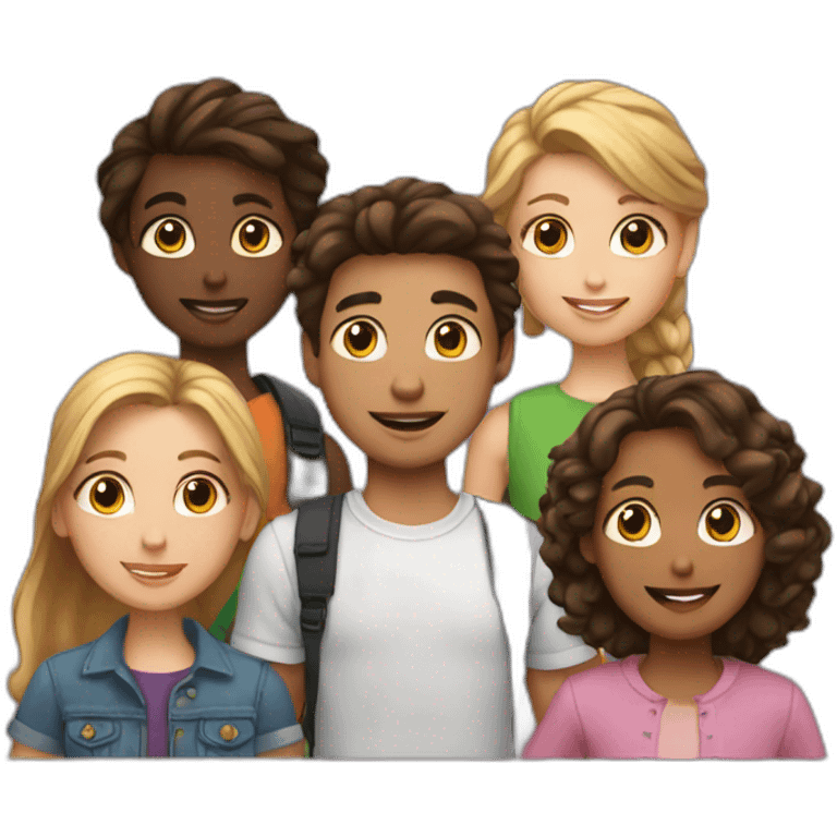 4 best friends, 3 girls and 1 boy emoji