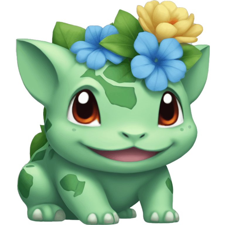 Bulbasaur with a flower crown  emoji