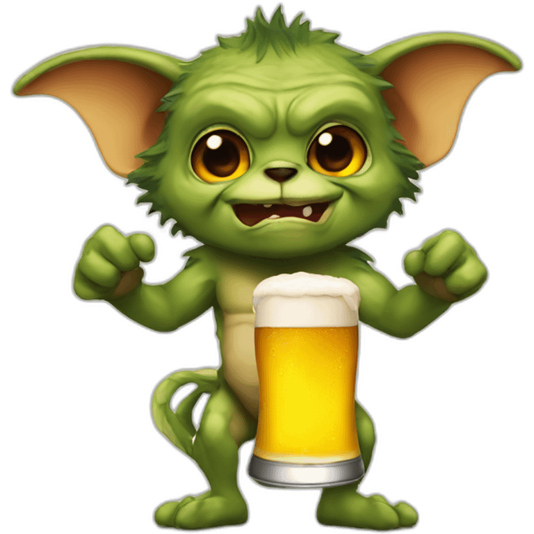 Gremlin with beer emoji