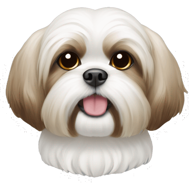 Shih tzu dog that’s white and light brown on the ears  emoji