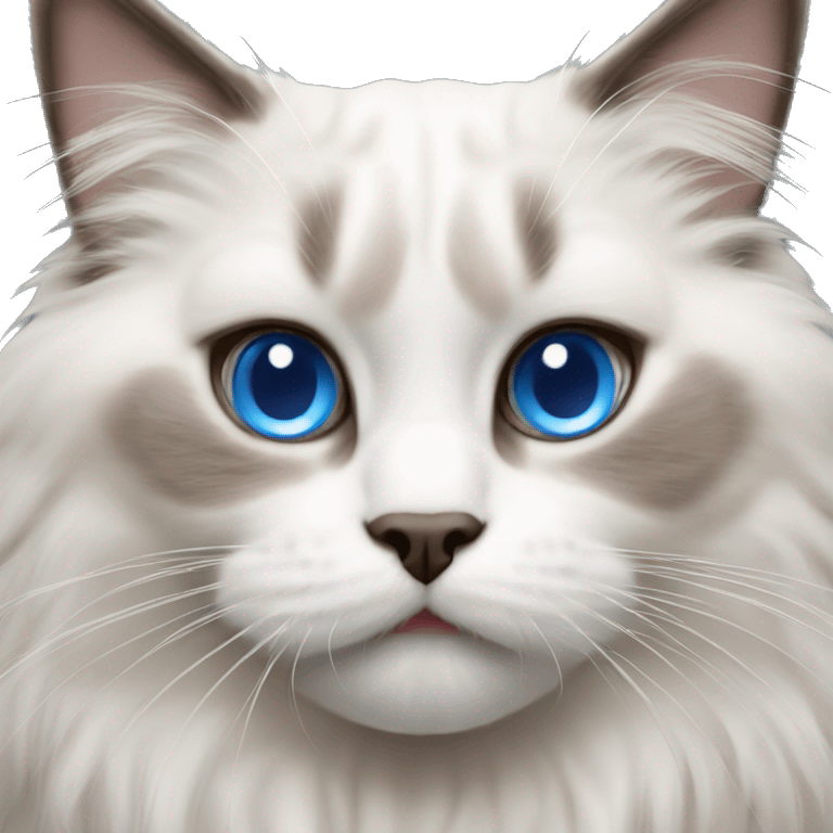 hissing fluffy ragdoll cat blue eyes emoji